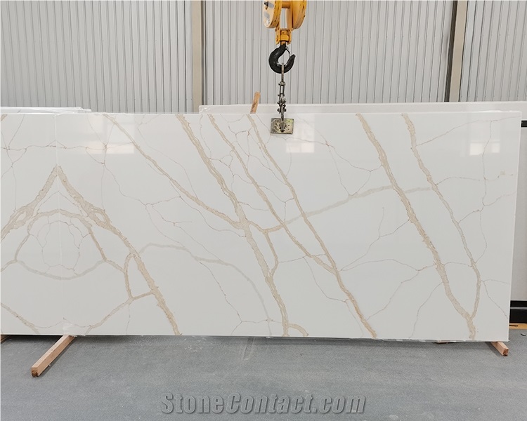 GOLDTOP Artificial Quartz Solid Surface White Gold Table Top