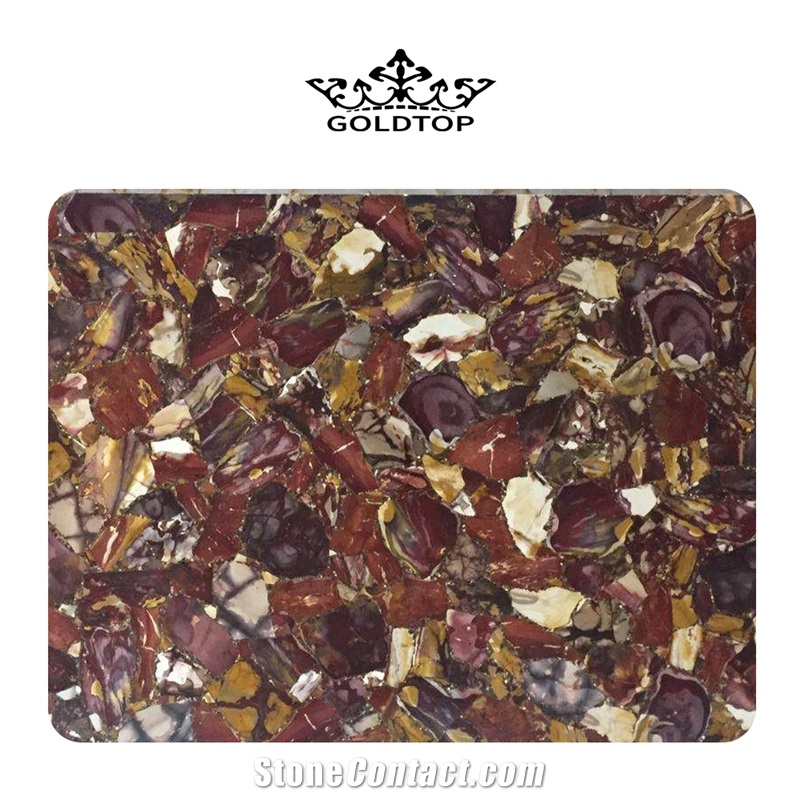 Luxury Backlit Egg Yolk Semi-Precious Slab For Hotel