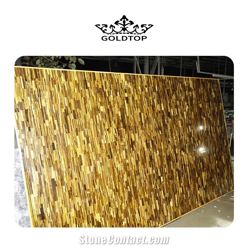Luxury Semi-Precious Tiger Eye Stone Slabs For Hotel
