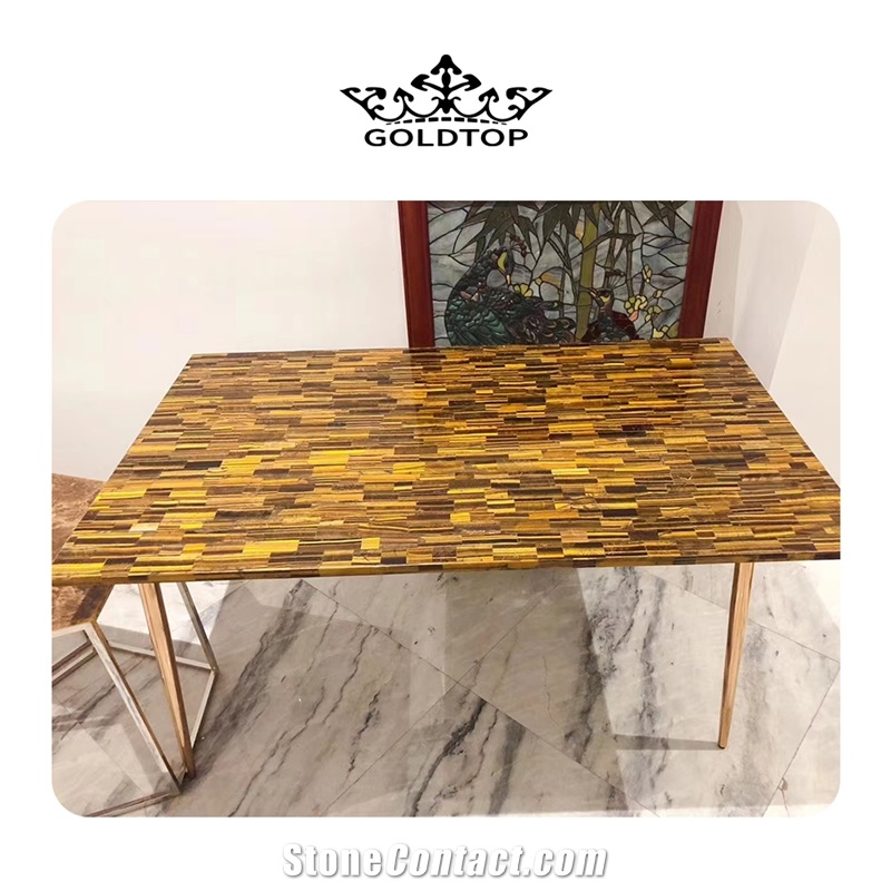 Luxury Semi-Precious Tiger Eye Stone Slabs For Hotel