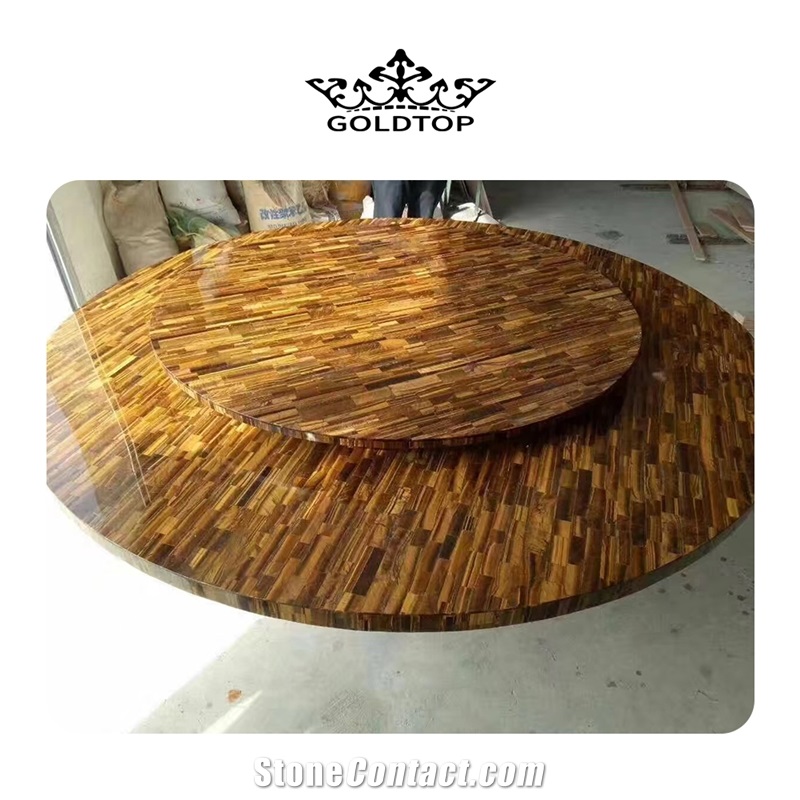 Luxury Semi-Precious Tiger Eye Stone Slabs For Hotel