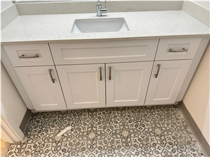 Quartz Artificial1011 Crystal White Bathroom Countertops