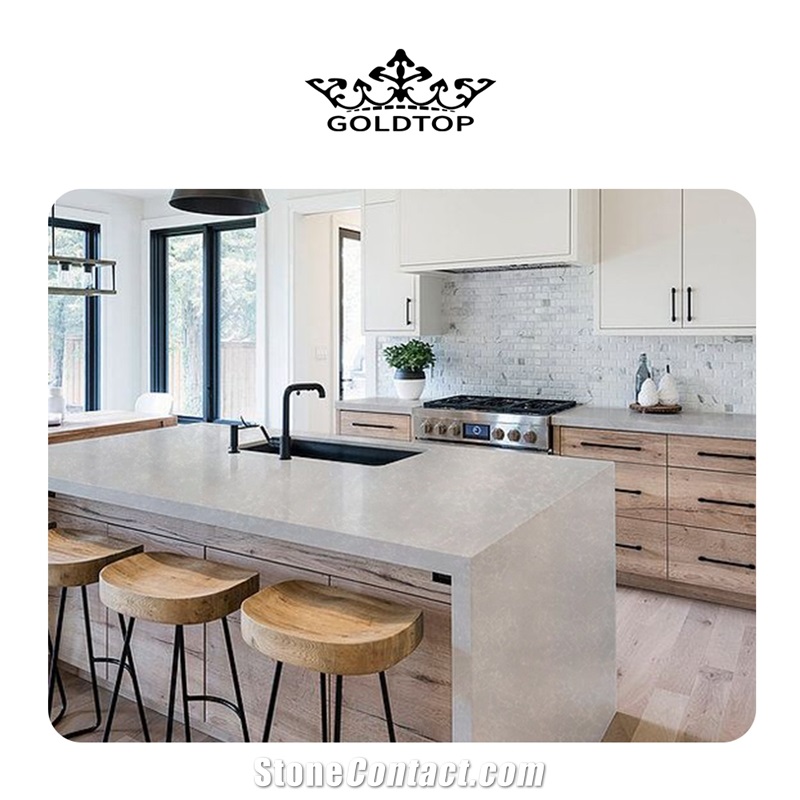 White Color Quartz 4004 Jade Quartz For Kitchen Island