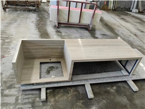 GOLDTOP White Wood Marble Kitchen Design Countertops