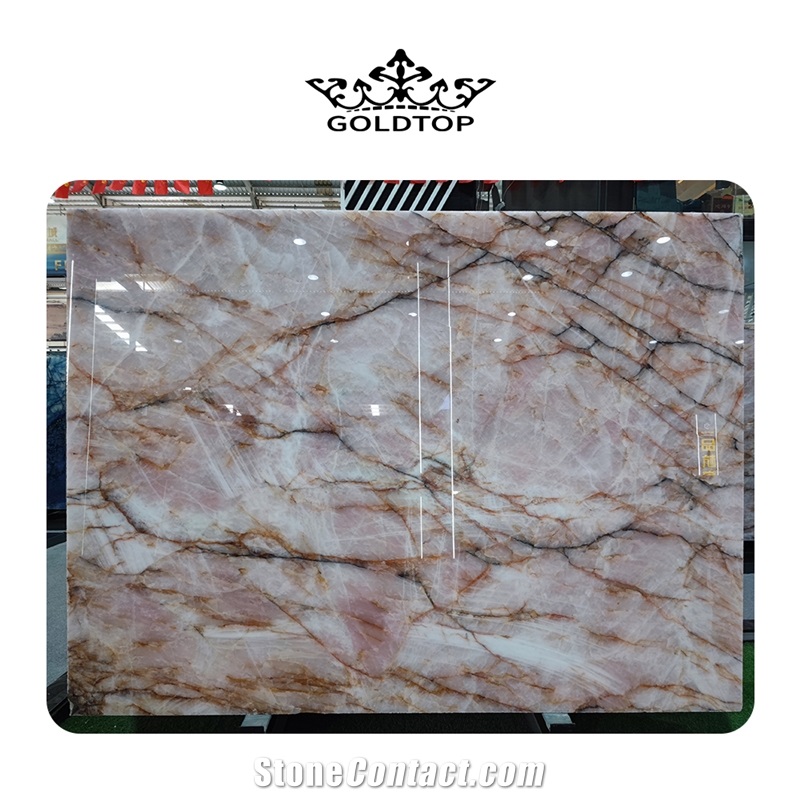 Pink Translucent Quartzite Stone Slabs For Hotel