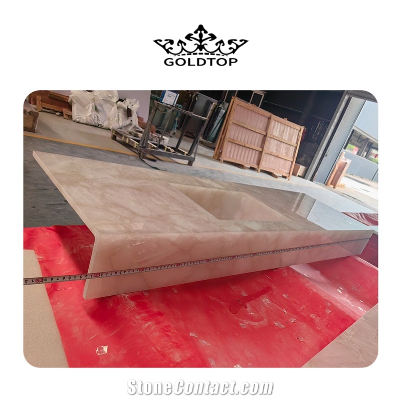 Pink Translucent Quartzite Stone Slabs For Hotel