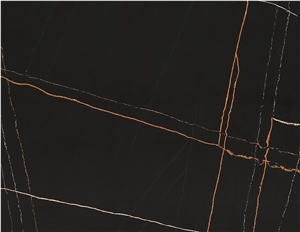 Artificial Polished Laurent Black And Gold Quartz Slab