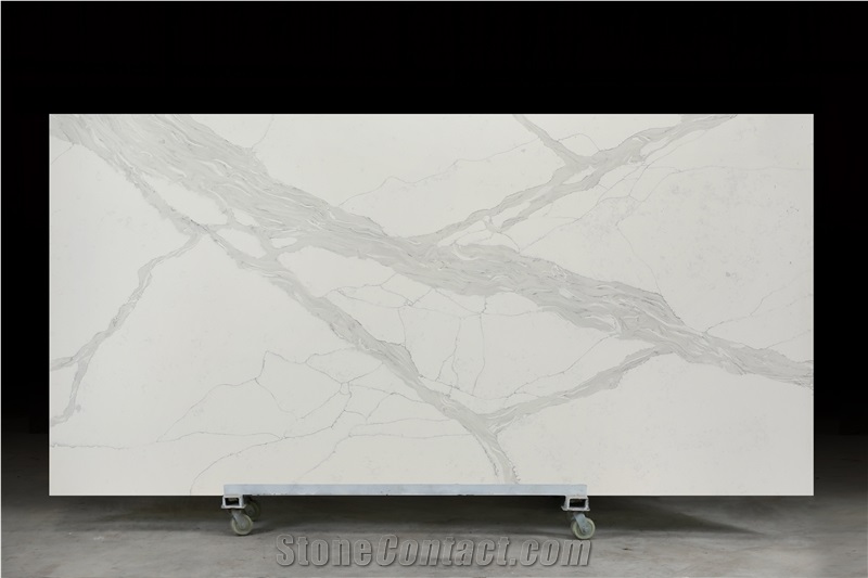 Calacatta Artificial White Quartz Slabs Tiles