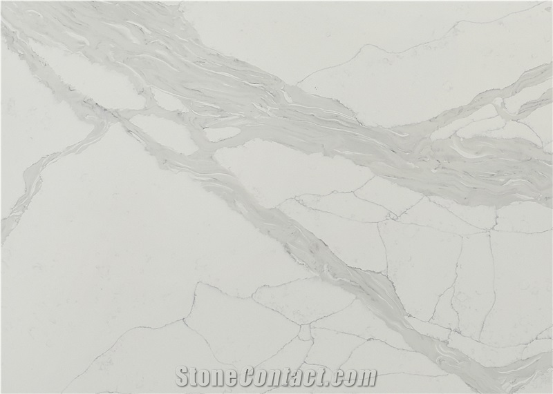 Calacatta Artificial White Quartz Slabs Tiles