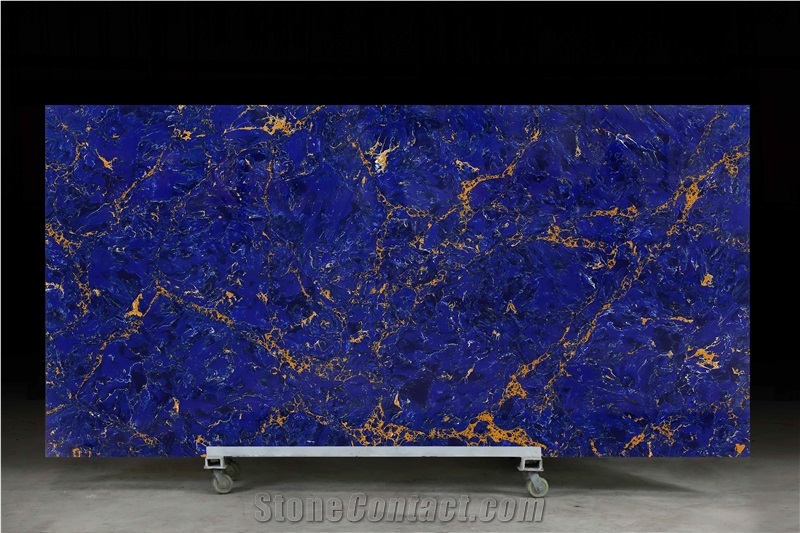 New Color Polished Blue Quartz Stone From Calacatta Series