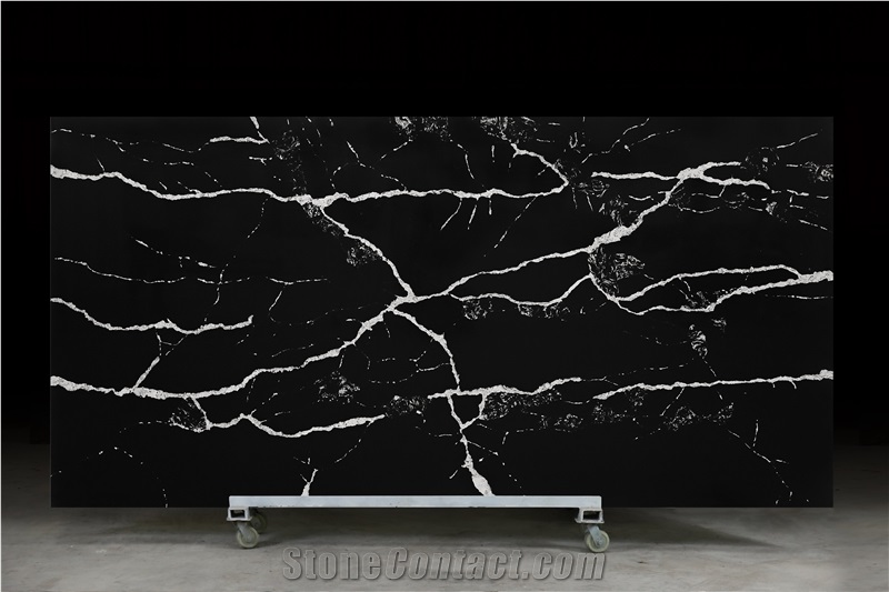 Polished Classic Nero Black Quartz For Calacatta Series