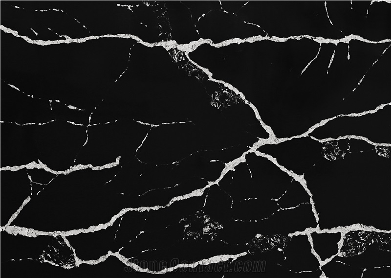 Polished Classic Nero Black Quartz For Calacatta Series