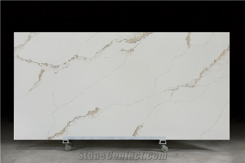 Quartz Calacatta White With Gold Vein Slabs