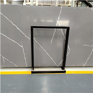 Calacatta Grey Quartz Slabs With Withe Veins For Wall Tiles