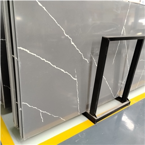 Calacatta Grey Quartz Slabs With Withe Veins For Wall Tiles