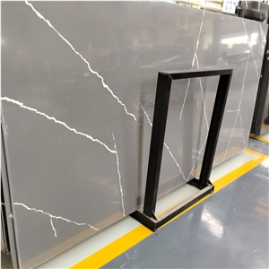 Calacatta Grey Quartz Slabs With Withe Veins For Wall Tiles