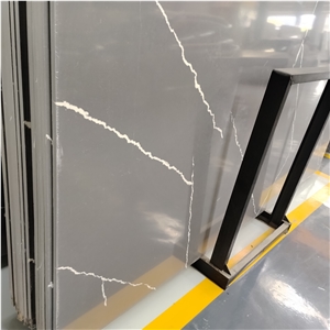Calacatta Grey Quartz Slabs With Withe Veins For Wall Tiles