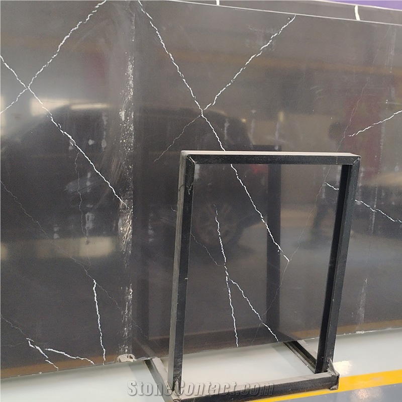 Cut To Size Polished Calacatta Grey Quartz Slabs For Floor