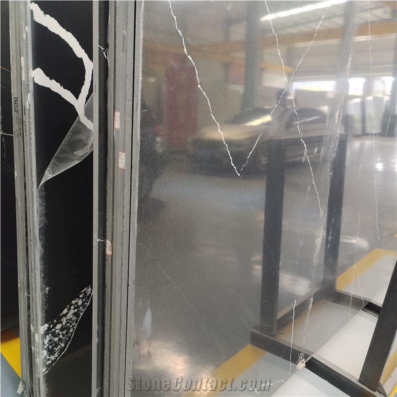 Cut To Size Polished Calacatta Grey Quartz Slabs For Floor