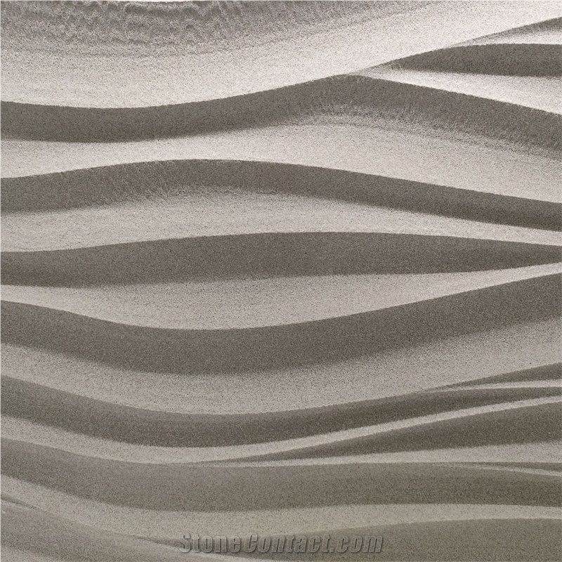 3D CNC Sculpture Grey Sandstone For Interior Room Wall