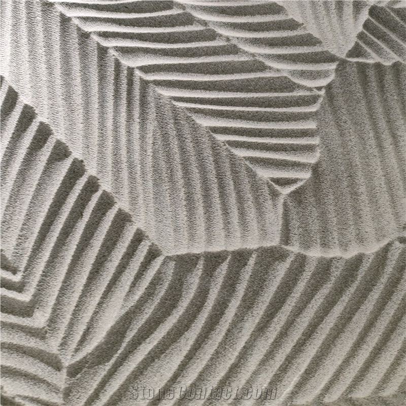 3D CNC Sculpture Grey Sandstone For Interior Room Wall