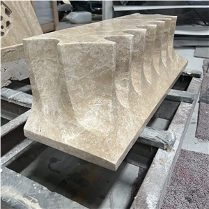 CNC Carved Beige Classic Travertine Wall Decoration Building Ornaments