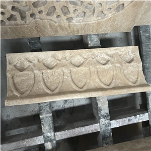 CNC Carved Beige Classic Travertine Wall Decoration Building Ornaments