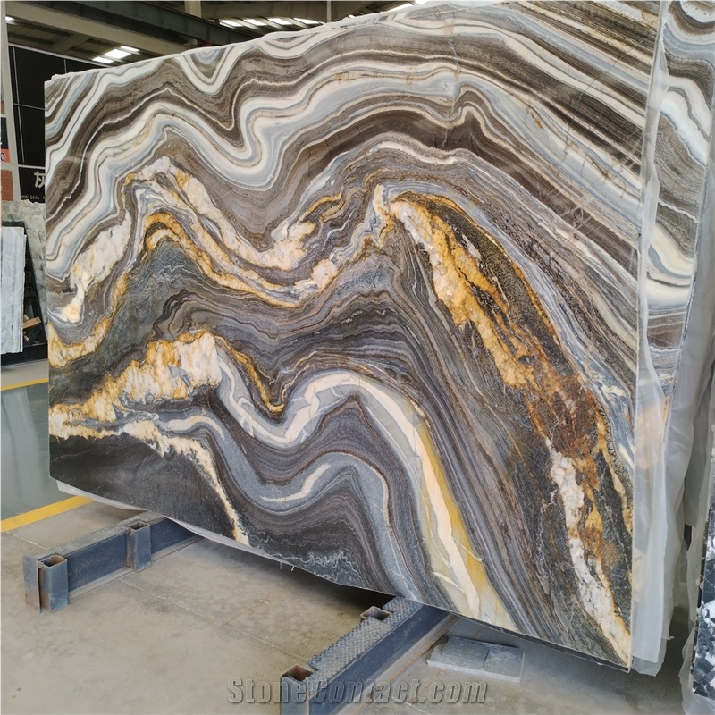 Factory Price Natural Black Tremendal Quartzite Slab For Bar