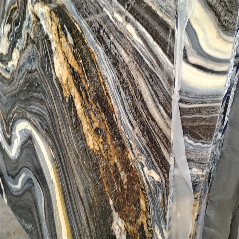 Factory Price Natural Black Tremendal Quartzite Slab For Bar
