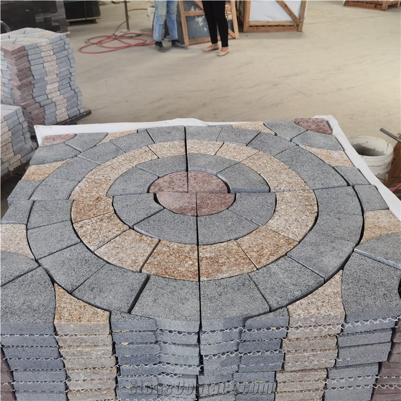 Fan-Shaped Granite Trapezoid Circular Driveway Paving Stone
