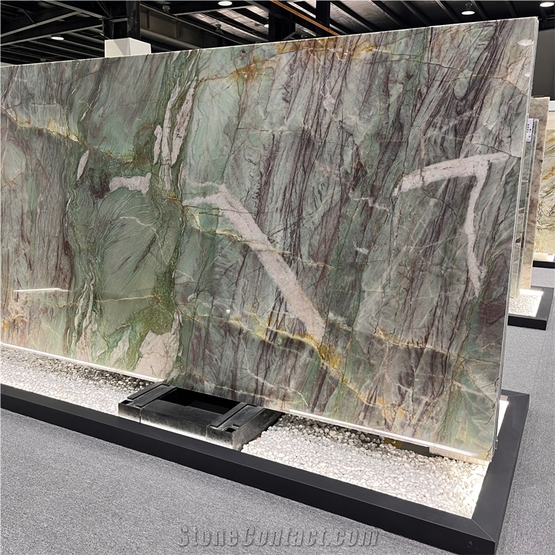 Luxury Top Quality Royal Green Quartzite Slab For Wall Decor