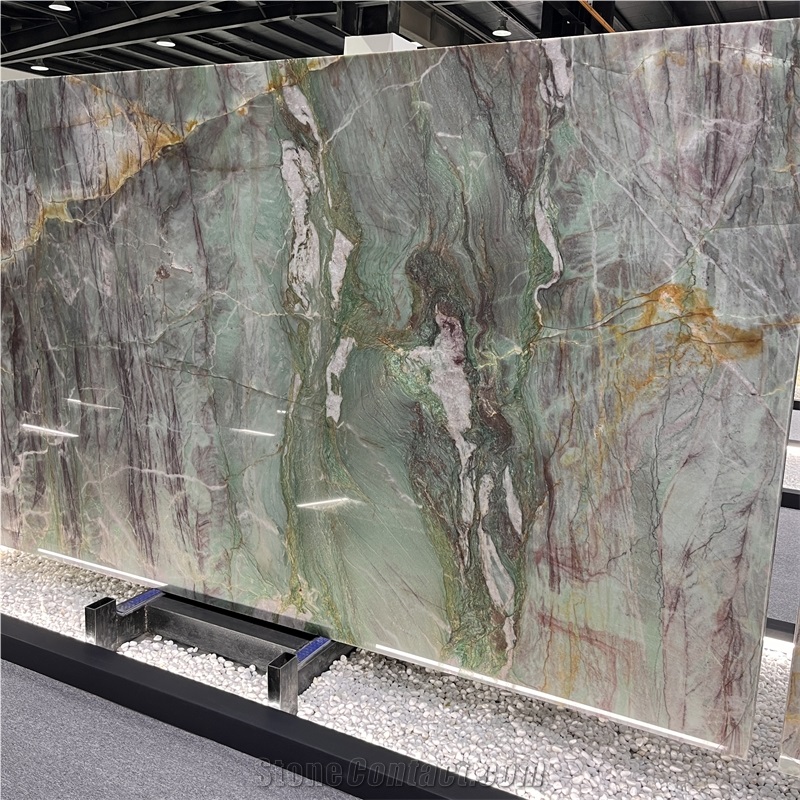 Luxury Top Quality Royal Green Quartzite Slab For Wall Decor