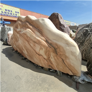 Red Boulder For Outdoor Rockery Fountain