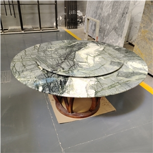Sapanca Green Marble Large Round Table Top With Turntable