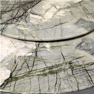 Sapanca Green Marble Large Round Table Top With Turntable