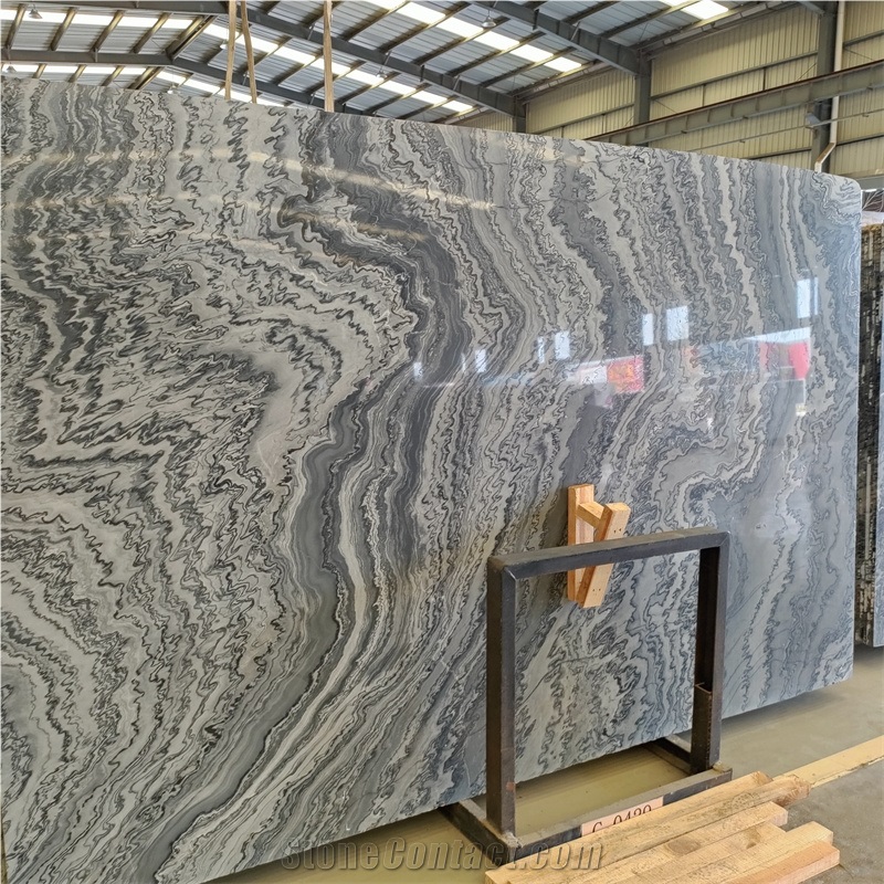Wave Grain Blue Marble Silver Wave Marble Tiles For Floor
