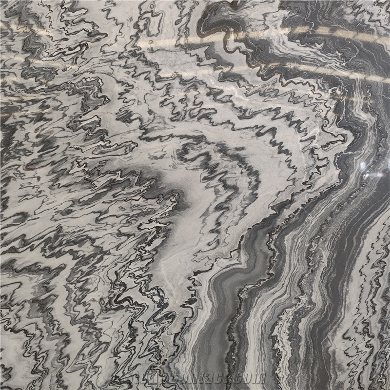 Wave Grain Blue Marble Silver Wave Marble Tiles For Floor