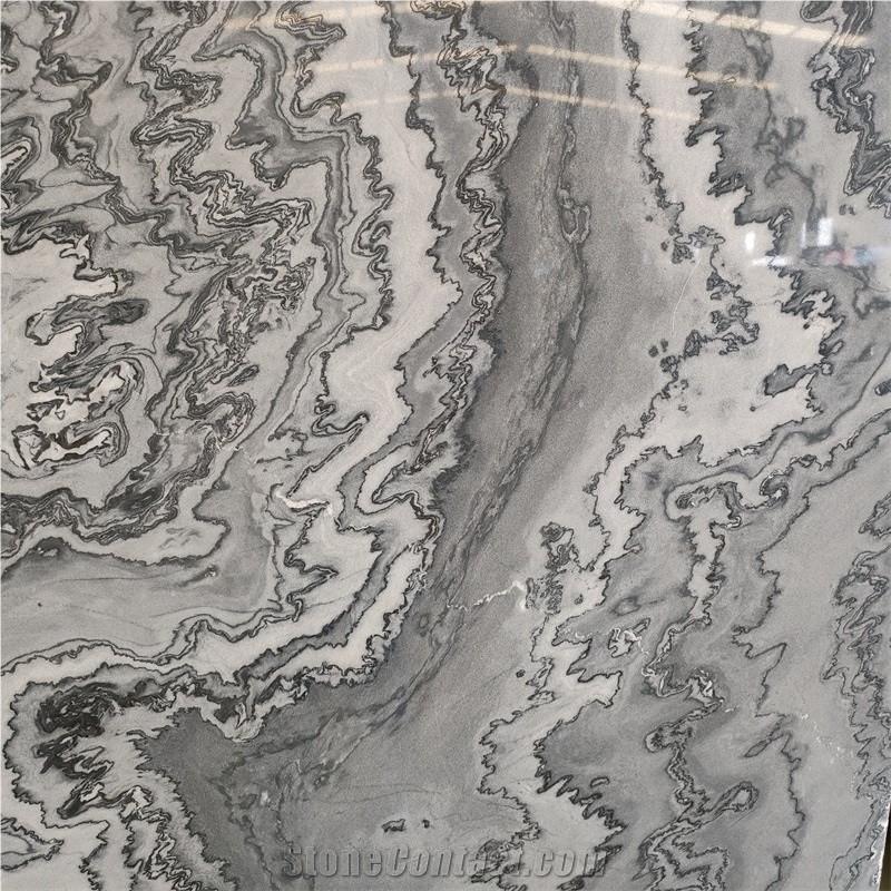 Wave Grain Blue Marble Silver Wave Marble Tiles For Floor