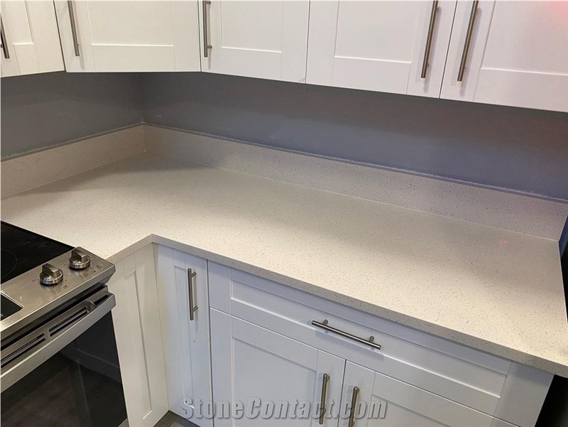 Sparkle White Particle Colors Quartz Stone Tiles