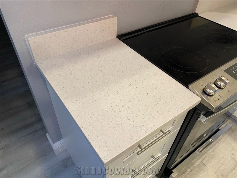 Sparkle White Particle Colors Quartz Stone Tiles