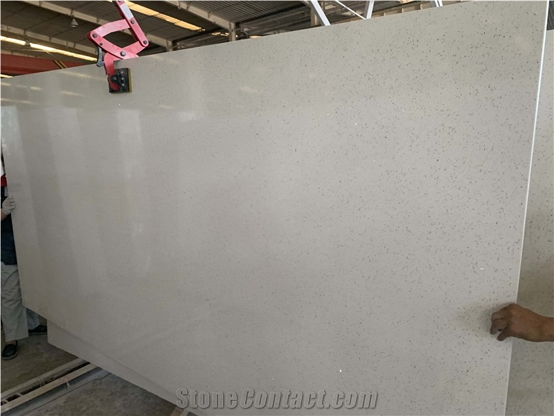 Sparkle White Particle Colors Quartz Stone Tiles
