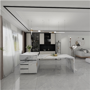 More Stylish Oriental Gold Rhyme Sintered Stone Kitchen Island Tops