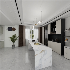 More Stylish Oriental Gold Rhyme Sintered Stone Kitchen Island Tops