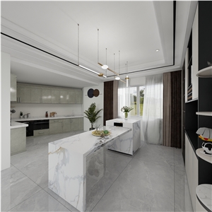 More Stylish Oriental Gold Rhyme Sintered Stone Kitchen Island Tops