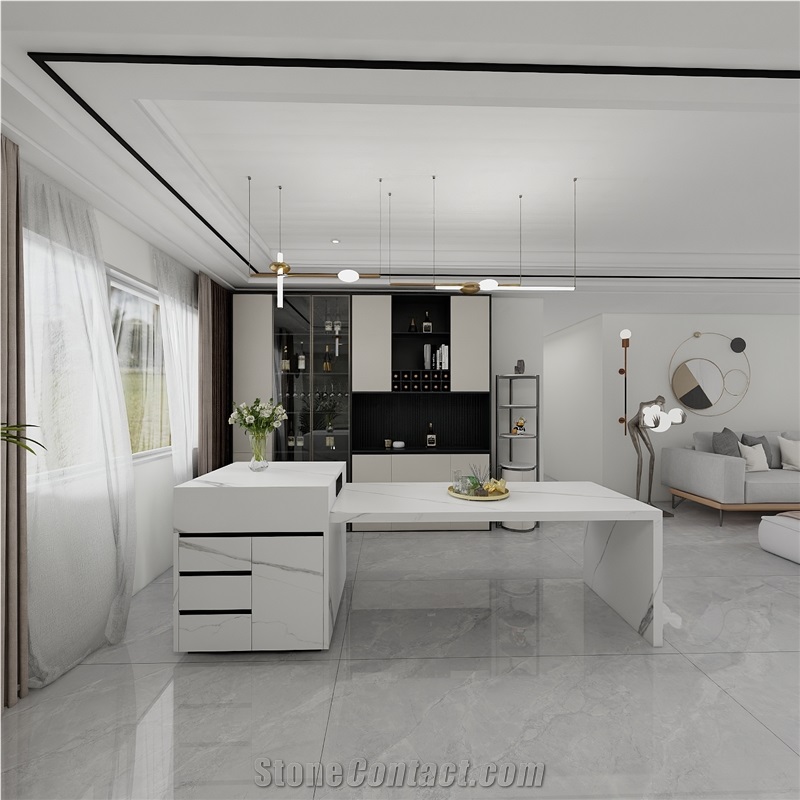 Sintered Stone Countertop Island Tops Beige White