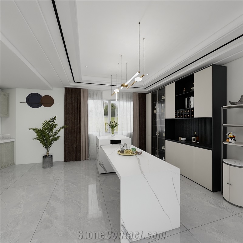 Sintered Stone Countertop Island Tops Beige White