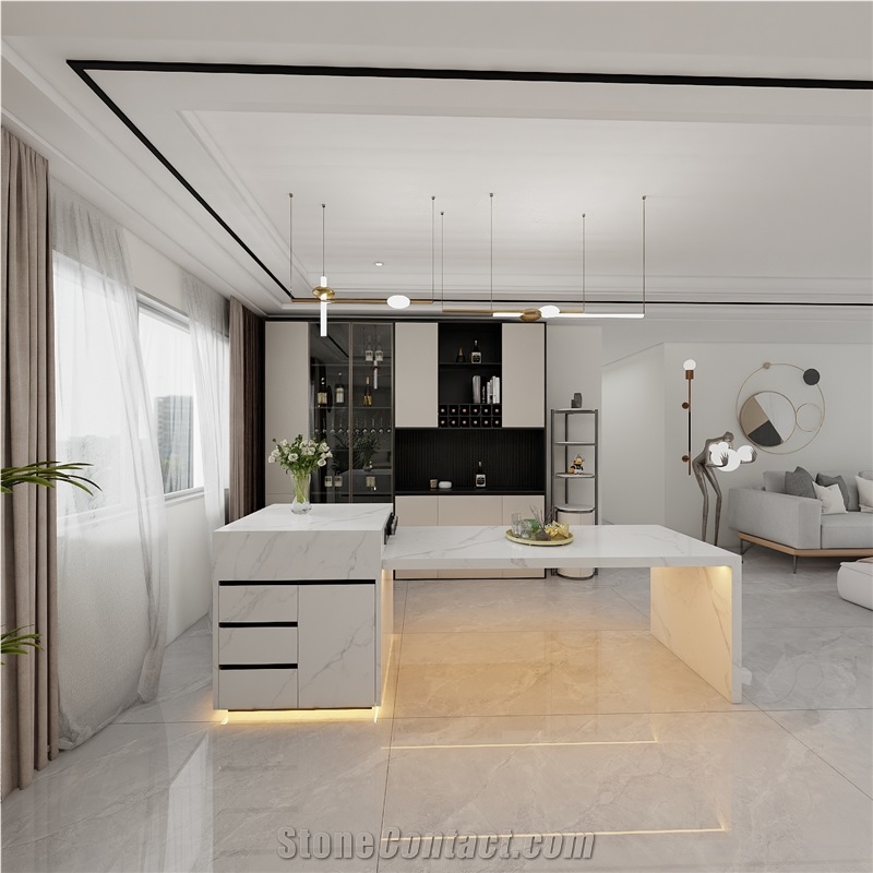 Yinchuan White Sintered Stone Kitchen Island Tops