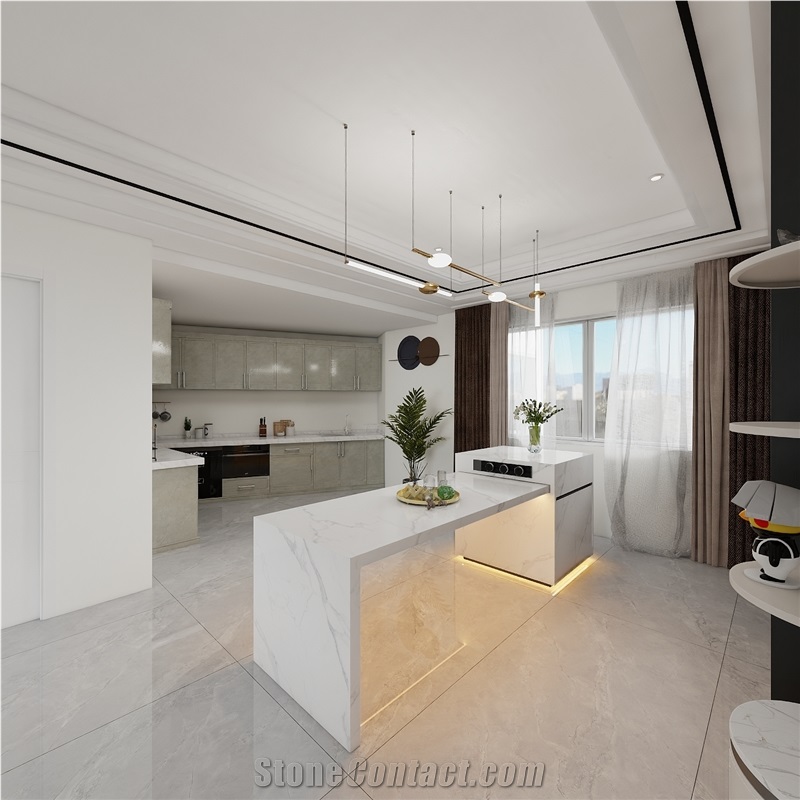 Yinchuan White Sintered Stone Kitchen Island Tops