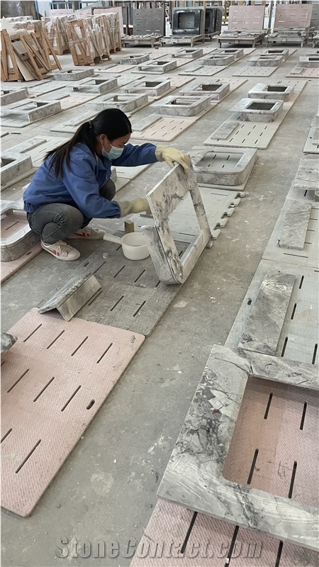 Super White Quartzite Basin Vanity Sink/ Kitchen Bath Tops