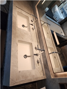 Super White Quartzite Basin Vanity Sink/ Kitchen Bath Tops